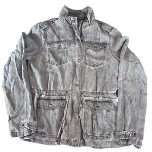 Max Jeans Womens Lightweight Soft Utility Jacket XS Tencel Gray Pockets Zip